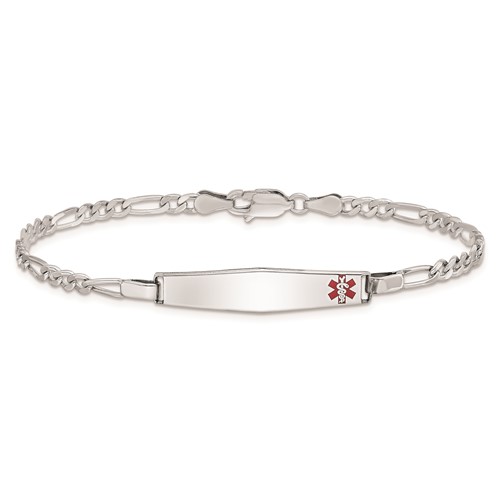 Sterling Silver 7in Medical ID Bracelet with Figaro Links