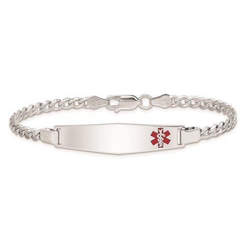 Sterling Silver 7in Medical ID Bracelet with Curb Links 4mm
