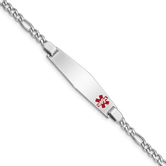 Sterling Silver Slender Medical ID Figaro Link Bracelet 8in