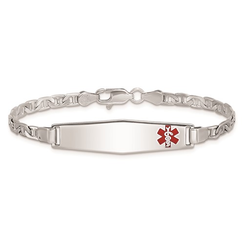 7in Medical ID Bracelet with Anchor Links Sterling Silver