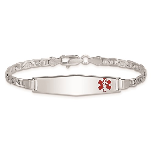 8in Medical ID Anchor Link Bracelet - Sterling Silver