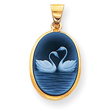 14kt Gold Two Swans Cameo