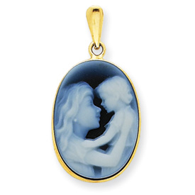 14kt Yellow Gold 3/4in Mother and Child Cameo 