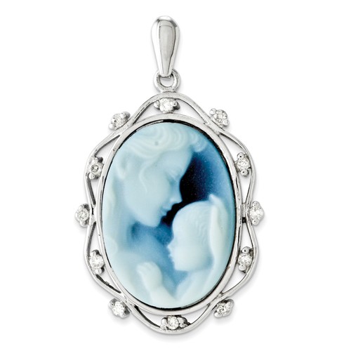 14k White Gold Heaven's Gift 1/8 ct tw Diamond Cameo