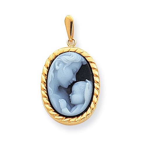 14kt Heaven's Gift 3/4in Cameo Pendant with Rope Border