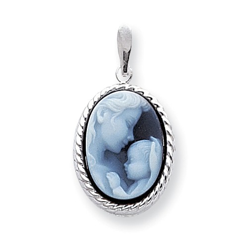 14k White Gold Heaven's Gift Cameo Pendant with Rope Border