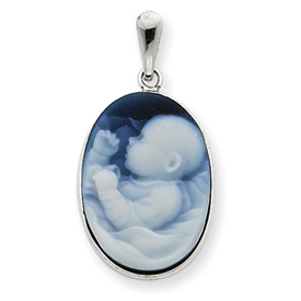 14kt White Gold Oval Baby Cameo Pendant