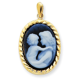 14kt Yellow Gold Everlasting Love Cameo Pendant 7/8in