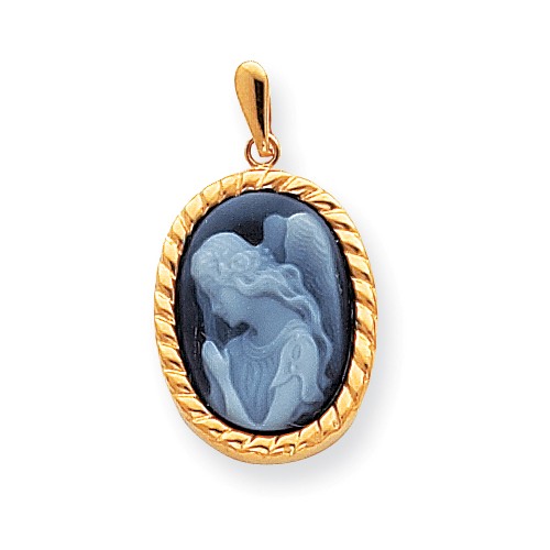 14kt Yellow Gold Guardian Angel Cameo with Rope Edges