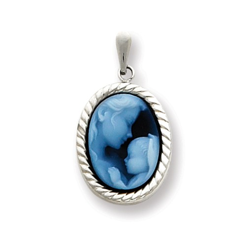 14kt White Gold 5/8in Heaven's Gift Cameo with Rope Edges