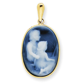14kt Yellow Gold Family Siblings Cameo Pendant