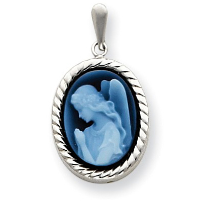 14kt White Gold Wings of Love Cameo Pendant