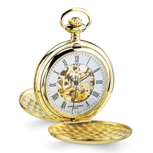 Charles Hubert Gold-plated Mechanical Pocket Watch Roman Numerals