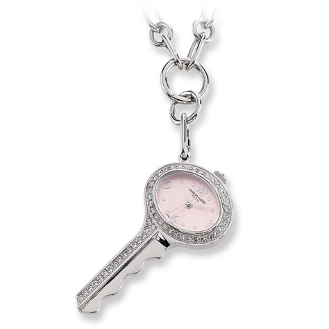 Ladies Charles Hubert Stainless Steel Pink Dial Pendant Watch