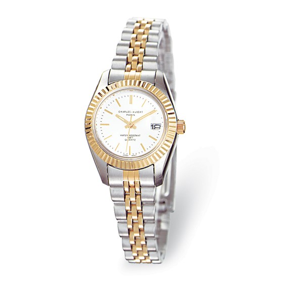 Charles Hubert Two-tone Stainless Band Silver Dial Watch 6445