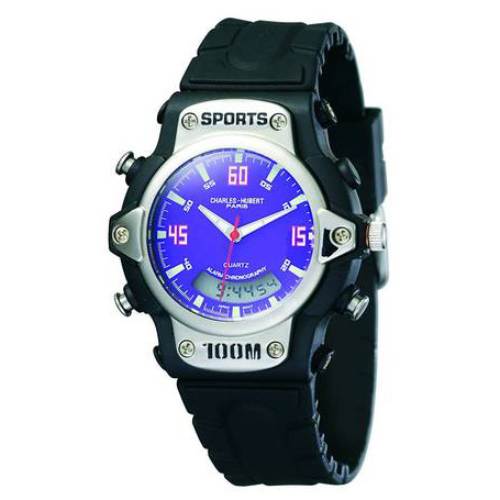 Mens Charles Hubert Rubber Band Purple Dial Sport Watch No. 3524-P
