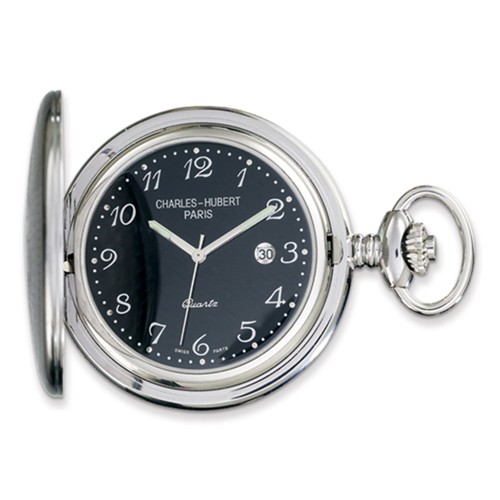 Charles Hubert Pocket Watch with Black Dial #3599-B
