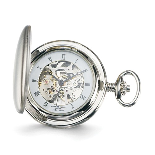 Charles Hubert Satin Mechanical Pocket Watch Roman Numerals #3906-W