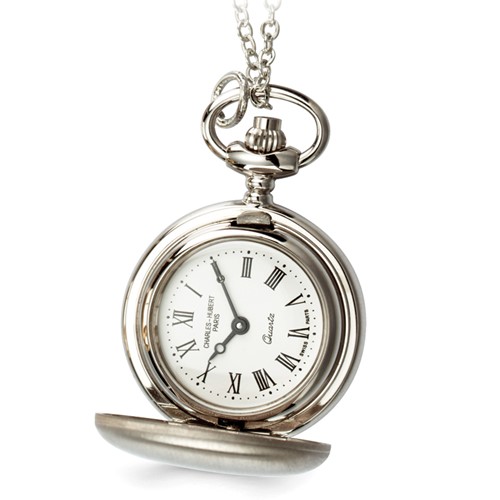 Ladies Charles Hubert Satin Chrome Finish Brass Pendant Watch