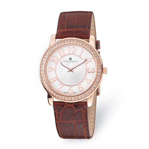 Charles Hubert Rose Gold-plated Stainless Steel Watch Leather Strap