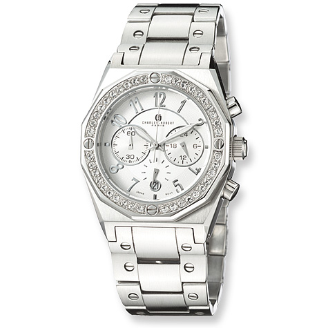Mens Charles Hubert Stainless Steel Crystal Chronograph Watch