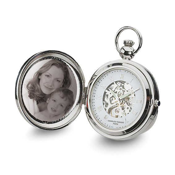 Charles Hubert Brass Pocket Watch with Photo Frame #3850