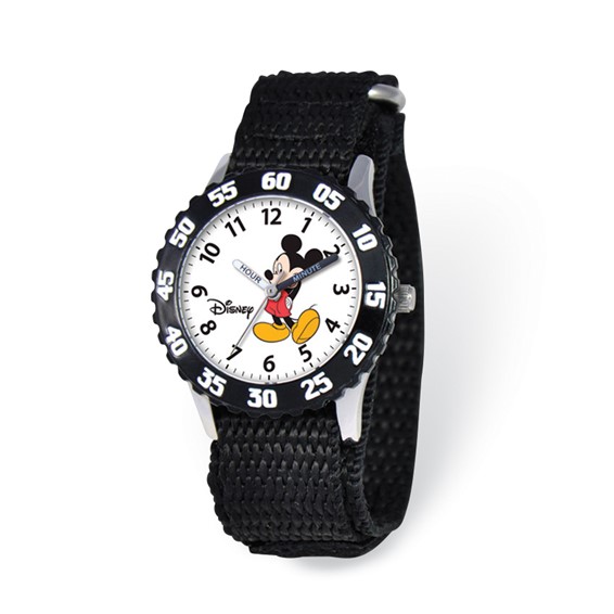 Disney Kids Mickey Mouse Black Velcro Time Teacher Watch