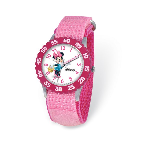 Disney Kids Minnie Mouse Time Teacher Watch with Pink Velcro