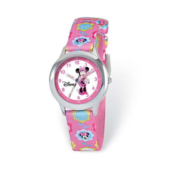 Disney Kids Minnie Mouse Printed Fabric Band Time Teacher Watch