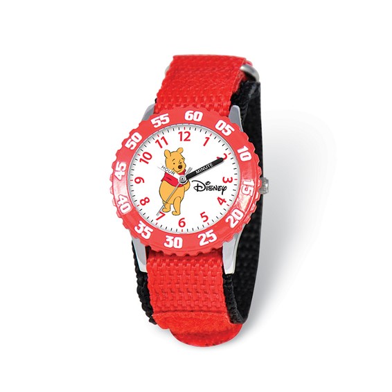 Disney Pooh and Friends Winnie Red Velcro Band Time Teacher Watch