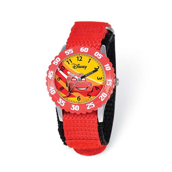 Disney Cars Lightning McQueen Red Velcro Band Time Teacher Watch