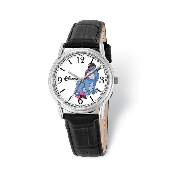 Black Leather Strap Eyeore Watch