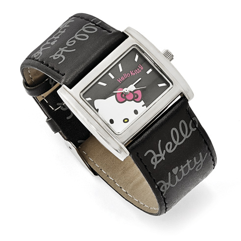 Hello Kitty Black Faux Leather Watch