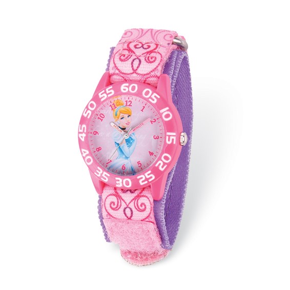Cinderella Pink and Purple Velcro Acrylic Time Teacher Watch