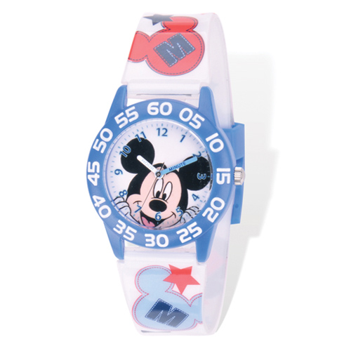 Minnie Mouse Printed Band Time Teacher Watch With Acrylic Case