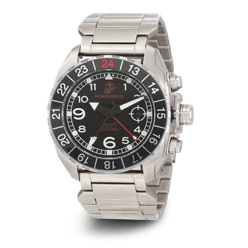 Wrist Armor US Marines C3 Stainless Steel Steel Swiss GMT Watch