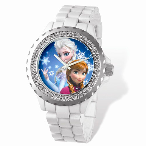 Frozen Elsa and Anna White Enamel Crystal Watch