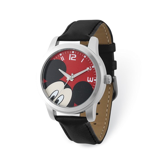 Mickey Mouse Red Dial Leather Watch