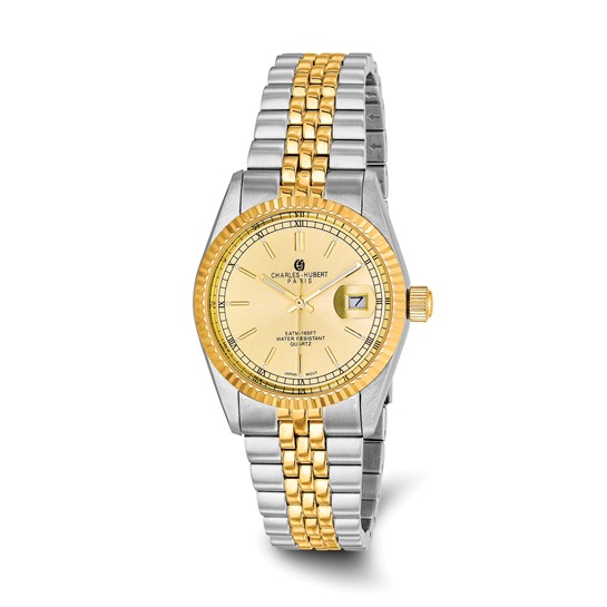 Charles Hubert 14k Gold-plated Two-tone Gold-tone Dial Watch 3635-Y