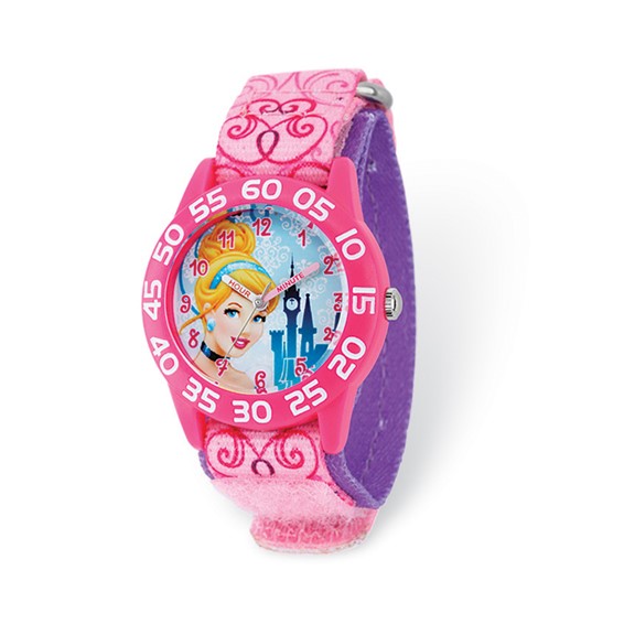 Cinderella Pink and Purple Velcro Time Teacher Watch