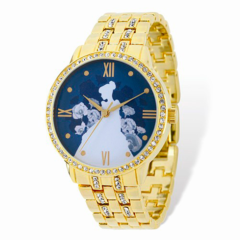 Cinderella Silhouette Gold-tone Crystal Bracelet Watch