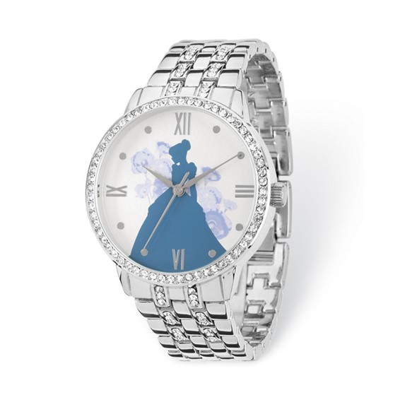 Cinderella Full Silhouette Silver-tone Crystal Bracelet Watch