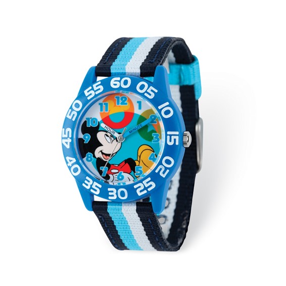 Mickey Mouse Striped Nylon Time Teacher Watch