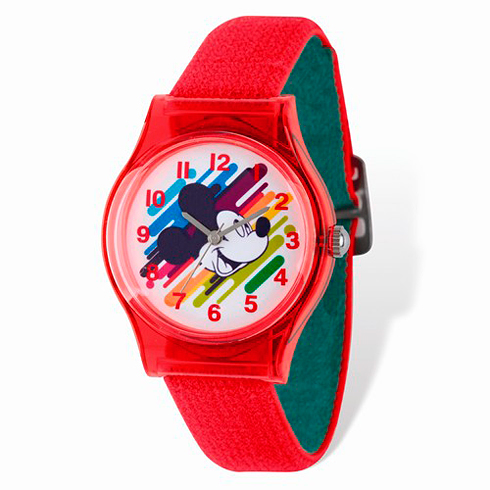 Mickey Mouse Rainbow Red Nylon Strap Watch