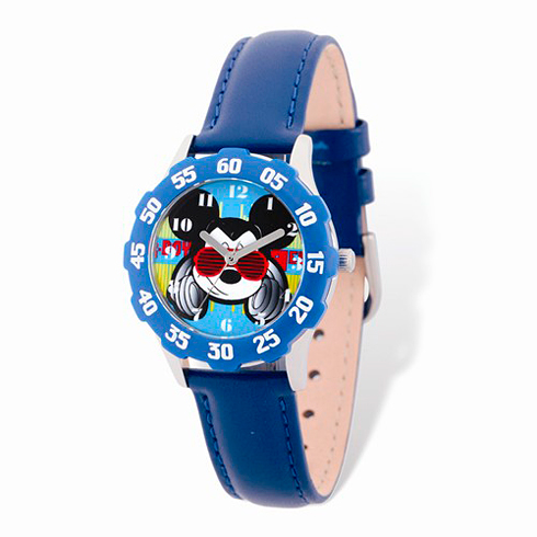 Mickey Mouse Sunglasses Blue Leather Strap Watch