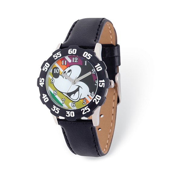 Mickey Mouse Multi-Colored Dial Leather Watch