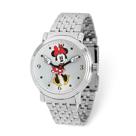 Minnie Mouse Moving Arms Silver-tone Bracelet Watch