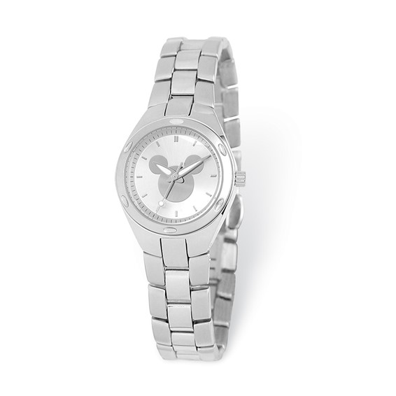 Mickey Mouse Silhouette Stainless Steel Silver Dial Watch