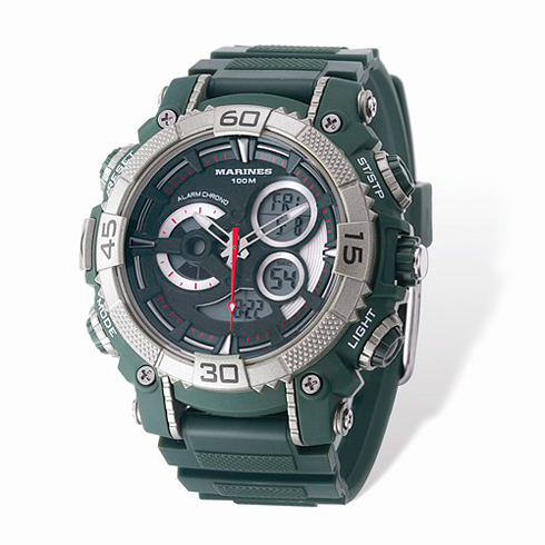 Wrist Armor US Marine Corps C40 Digital Chronograph Watch Green Dial