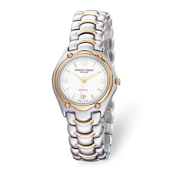 Mens Charles Hubert Two-tone Brass Silver White Dial Watch No. 3630